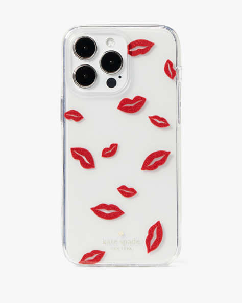 Kate Spade,Lip Toss Printed iPhone 15 Pro Max Case,Clear