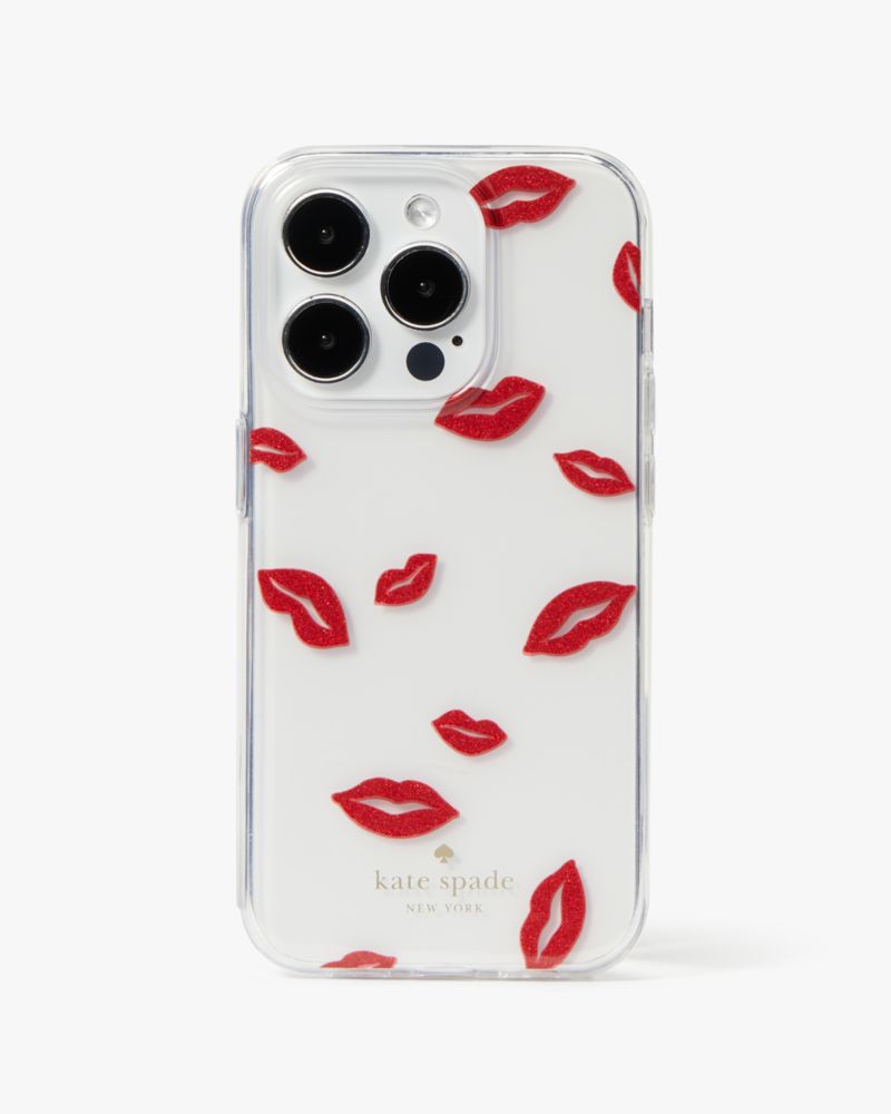 Kate Spade,Lip Toss Printed iPhone 15 Pro Case,