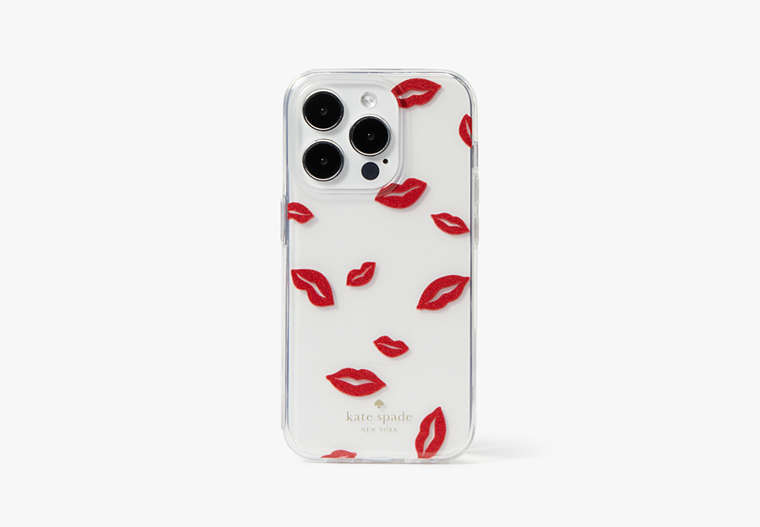Kate Spade,Lip Toss Printed iPhone 15 Pro Case,Clear image number 0