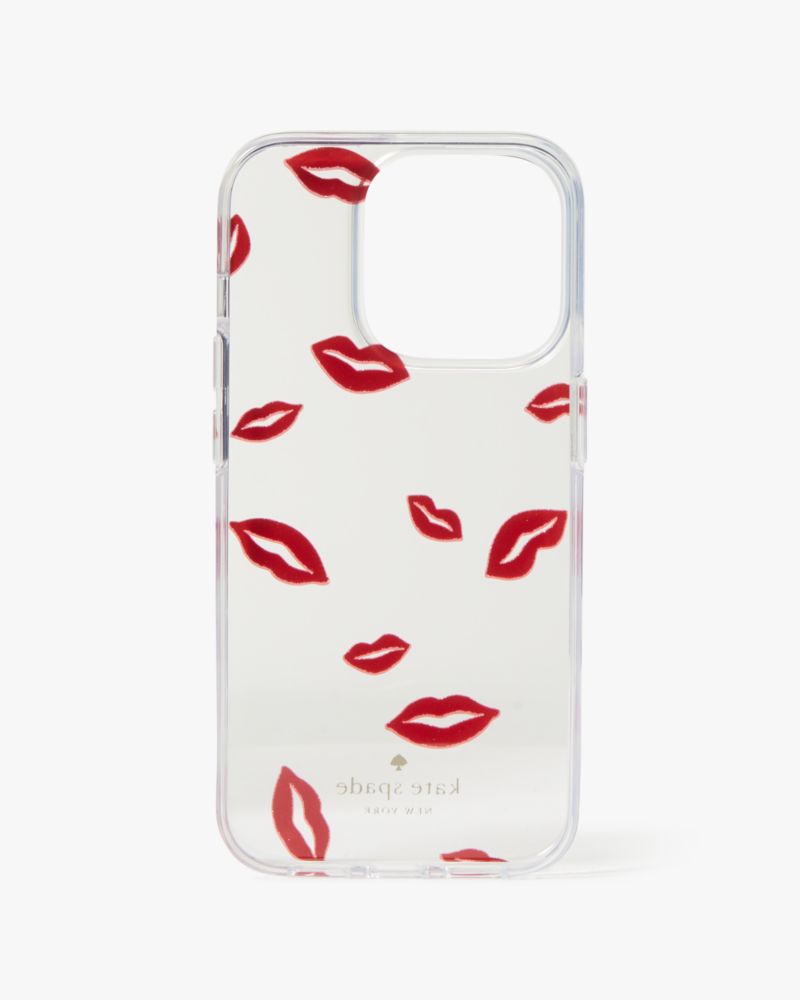 Kate Spade,Lip Toss Printed iPhone 15 Pro Case,Clear