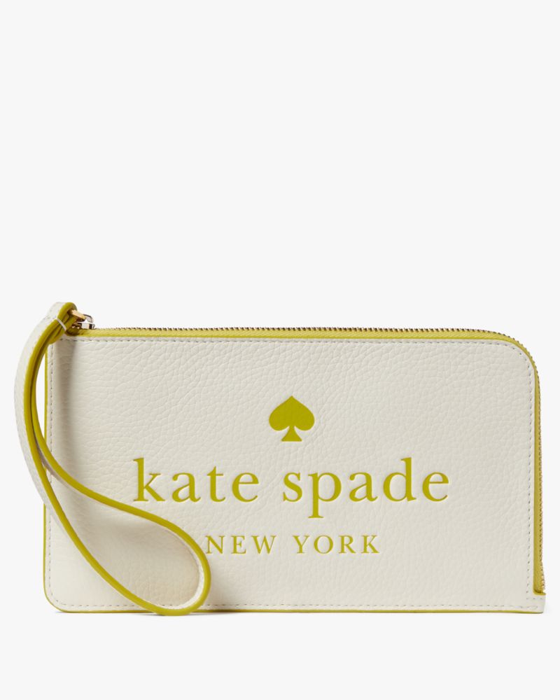 Kate Spade,Lucy Embossed Logo Medium L-Zip Wristlet,