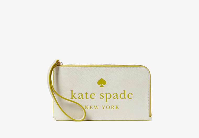 Kate Spade,Lucy Embossed Logo Medium L-Zip Wristlet,Meringue Multi image number 0