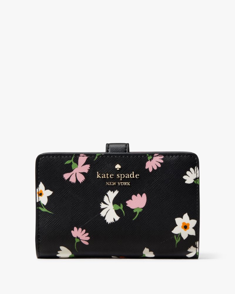 Kate Spade,Madison Floral Waltz Medium Compact Bifold Wallet,