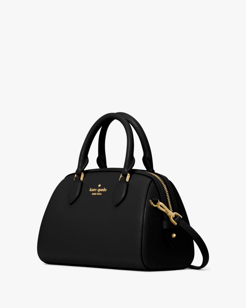 Kate Spade,Madison Saffiano Leather Small Duffle Crossbody,Lining Leather,Crossbody,Metal,Logo,Lined,Work,Black