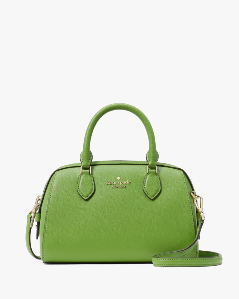 Kate Spade,Madison Saffiano Leather Small Duffle Crossbody,Lining Leather,Crossbody,Logo,Metal,Lined,Work,Green