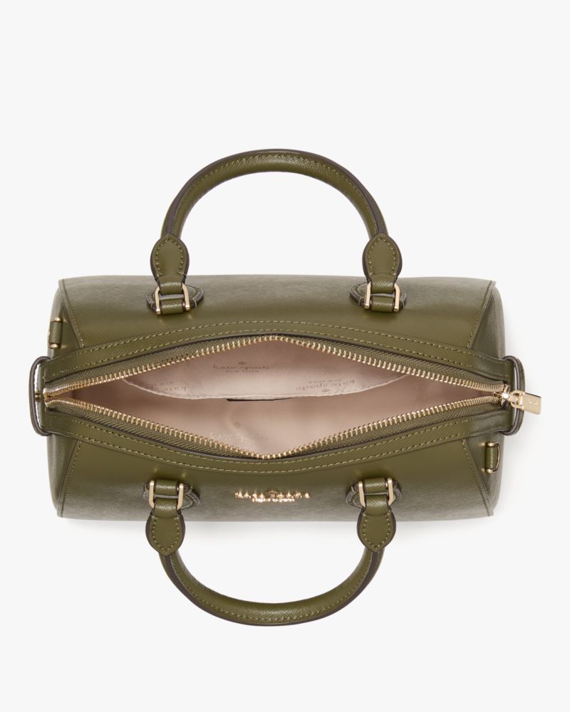 Kate Spade,Madison Saffiano Leather Small Duffle Crossbody,Lining Leather,Crossbody,Metal,Logo,Lined,Work,Olive