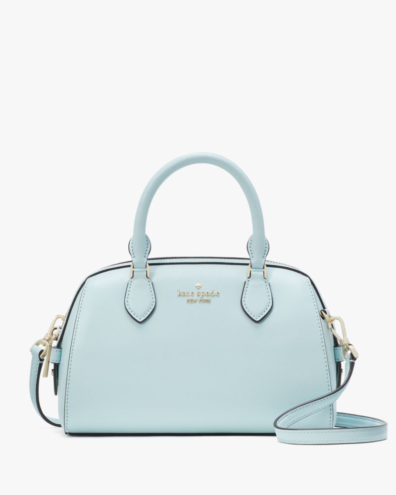 Kate Spade,Madison Saffiano Leather Small Duffle Crossbody,Lining Leather,Crossbody,Metal,Logo,Lined,Work,Blue