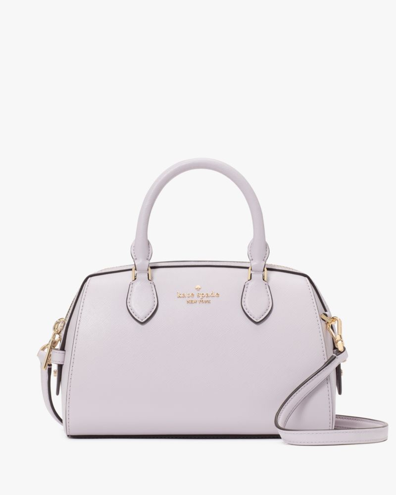 Kate Spade,Madison Saffiano Leather Small Duffle Crossbody,Lining Leather,Crossbody,Metal,Logo,Lined,Work,White