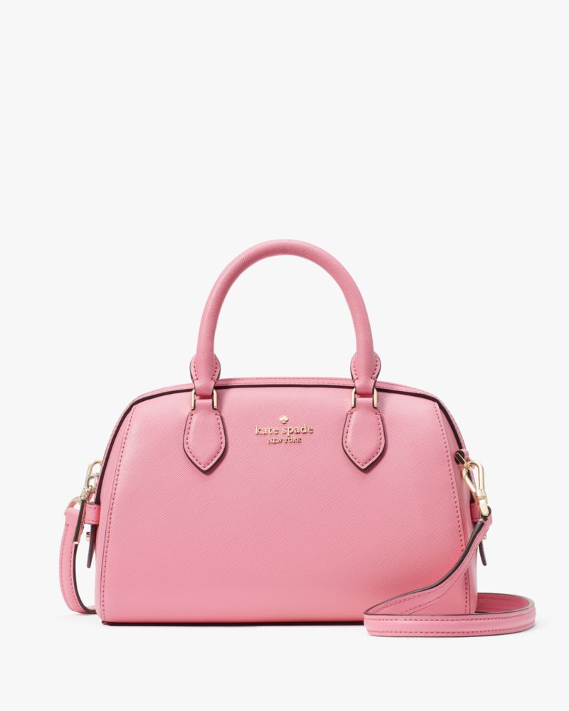 Kate Spade,Madison Saffiano Leather Duffle Crossbody,Lining Leather,Crossbody,Logo,Metal,Lined,Work,Pink