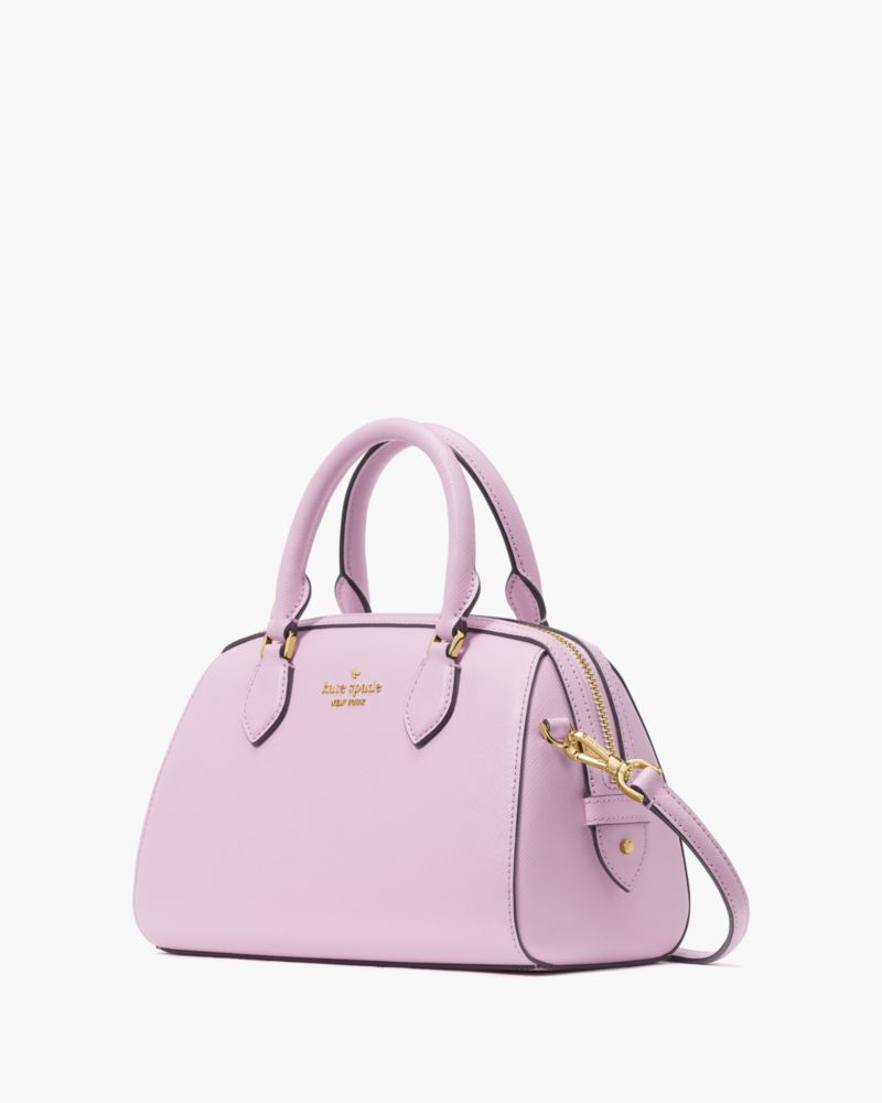 Kate Spade,Madison Saffiano Leather Small Duffle Crossbody,Lining Leather,Crossbody,Metal,Logo,Lined,Work,Lavender