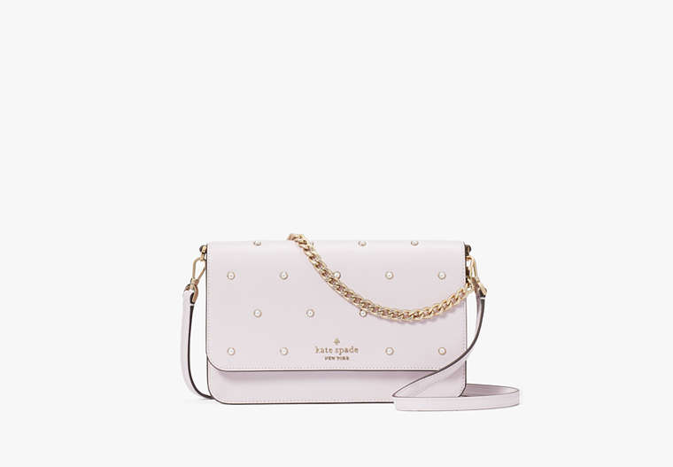 Kate Spade,Madison Studded Faux Pearls Flap Convertible Crossbody,Lilac Moonlight Multi