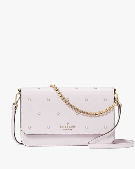 Kate Spade,Madison Studded Faux Pearls Flap Convertible Crossbody, Lilac Moonlight Multi