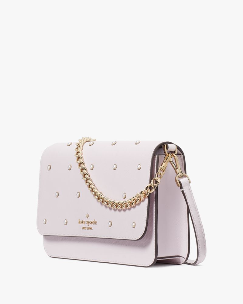 Kate Spade,Madison Studded Faux Pearls Flap Convertible Crossbody, Lilac Moonlight Multi