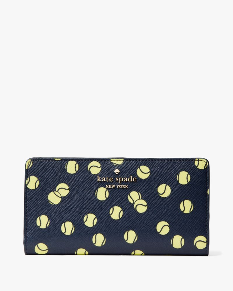 Kate Spade Tennis Toss Large Slim Bifold Wallet International Shipping