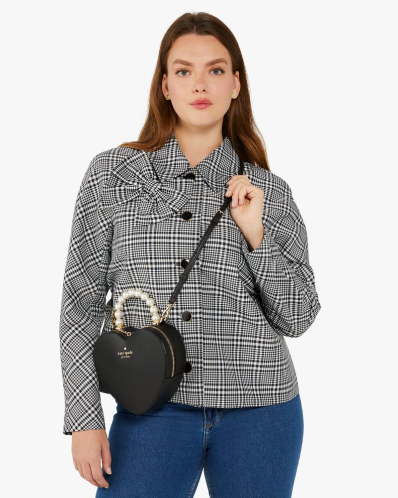 Kate Spade,ラブ シャック フェイク パール ハート クロスボディ,バッグ,ブラック