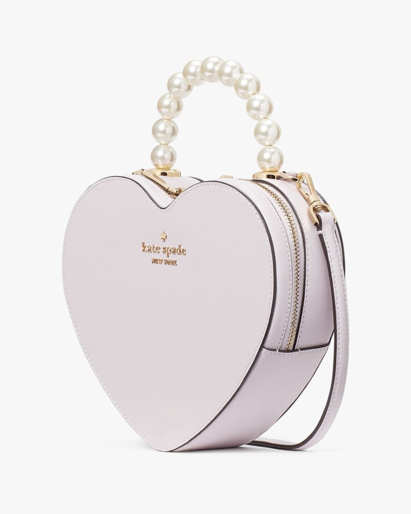 Kate Spade,Love Shack Heart Crossbody,Lining Leather,Crossbody,Bead Embellishment,Logo,Metal,Lined,Day Party,