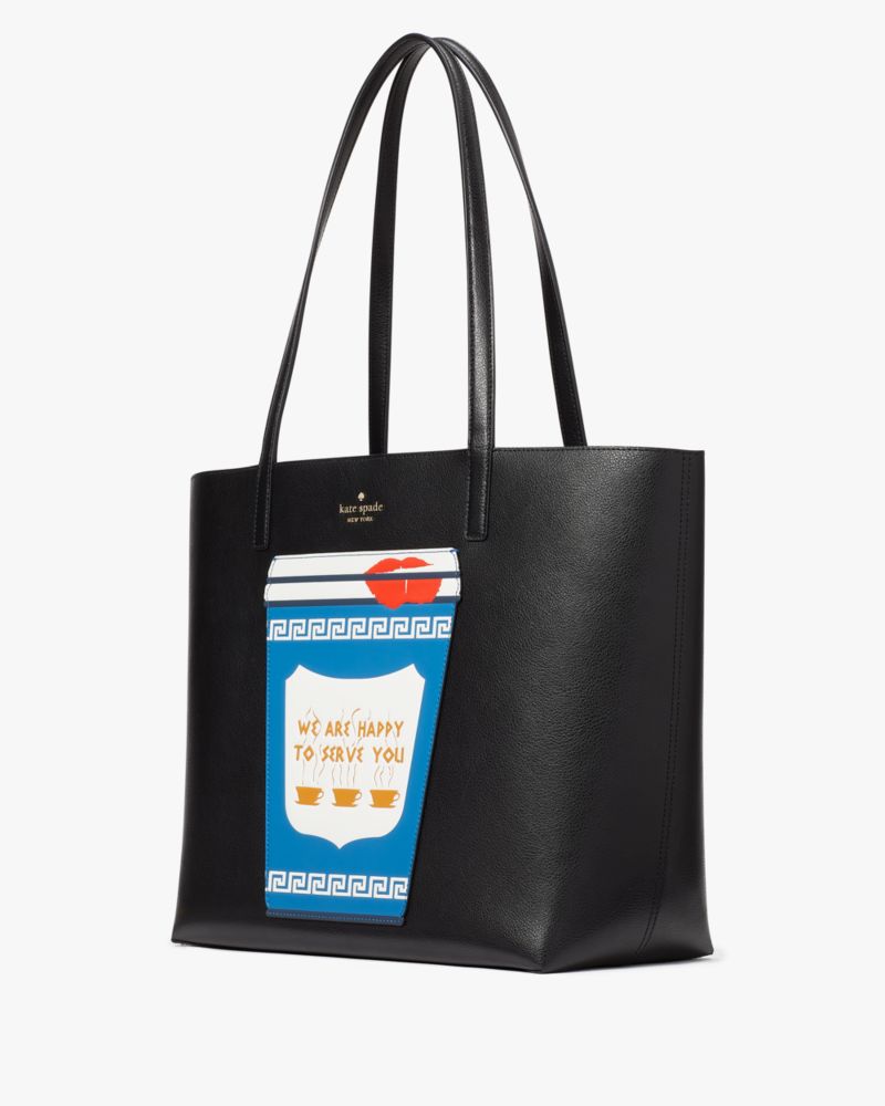 Kate Spade,Coffee Break Tote,Lining Leather,Tote,Applique,Logo,Metal,Lined,Casual,