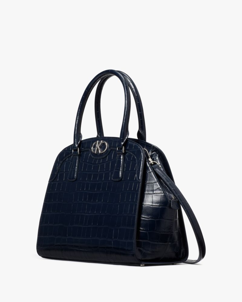 Kate Spade,Kyla Croc Embossed Satchel,Lining Leather,Satchel,Logo,Metal,Lined,Work,