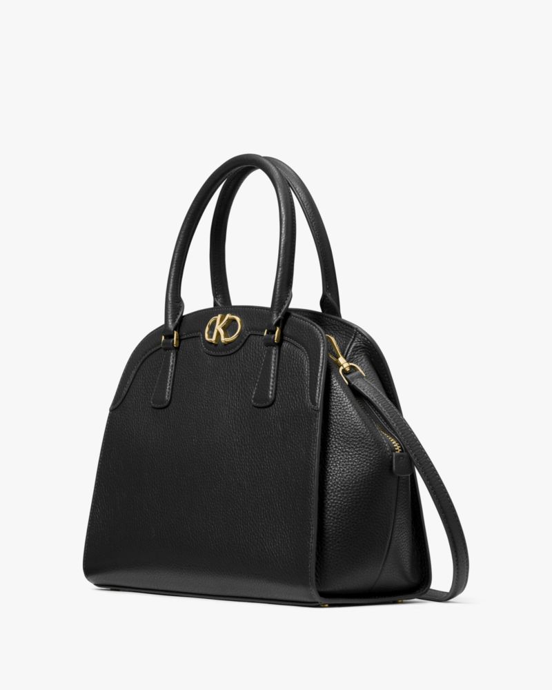 Kate Spade,Kyla Large Satchel,Lining Leather,Satchel,Metal,Logo,Lined,Casual,Black