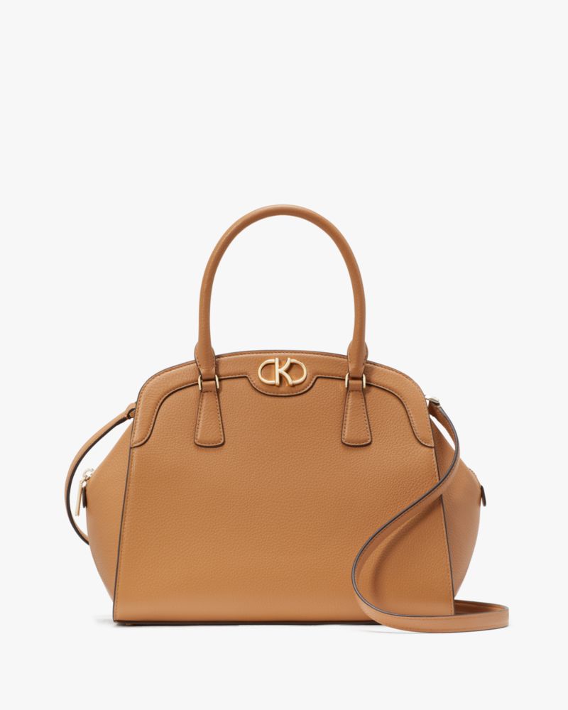 Kate Spade,Kyla Large Satchel,Lining Leather,Satchel,Logo,Metal,Lined,Casual,