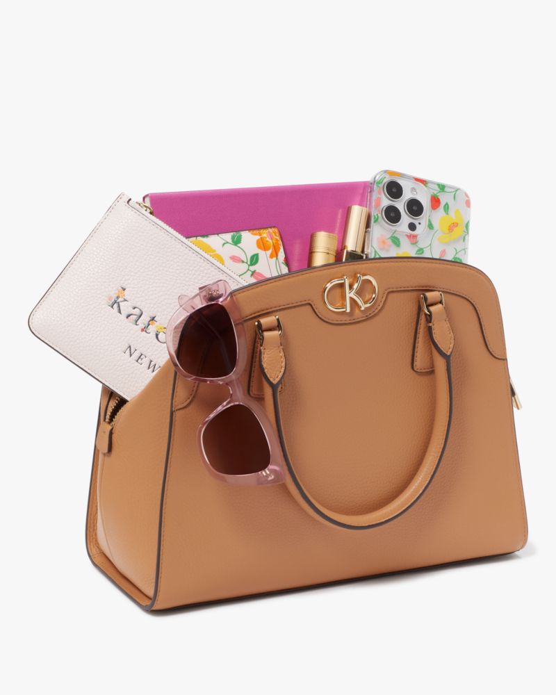 Kate Spade,Kyla Large Satchel,Lining Leather,Satchel,Logo,Metal,Lined,Casual,