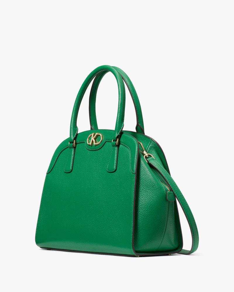 Kate Spade,Kyla Large Satchel,Lining Leather,Satchel,Metal,Logo,Lined,Casual,Green