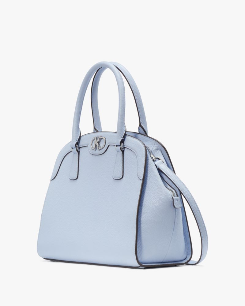 Kate Spade,Kyla Large Satchel,Lining Leather,Satchel,Logo,Metal,Lined,Casual,Blue