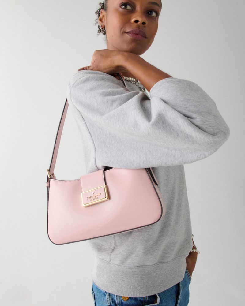 Kate Spade,Reegan Patent Fabric Small Shoulder Bag,Shoulder Bag,Metal,Logo,Day Party,Pink