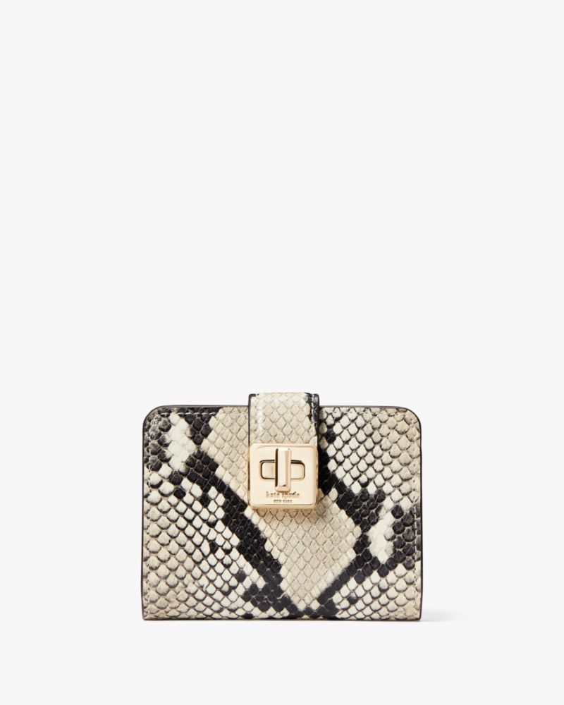 Kate Spade,Phoebe Snake Embossed Small Card Holder,Tiramisu Mousse Multi