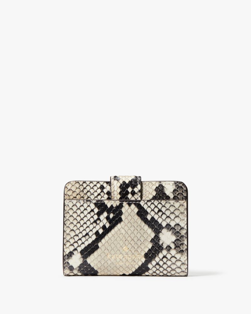 Kate Spade,Phoebe Snake Embossed Small Card Holder,Tiramisu Mousse Multi