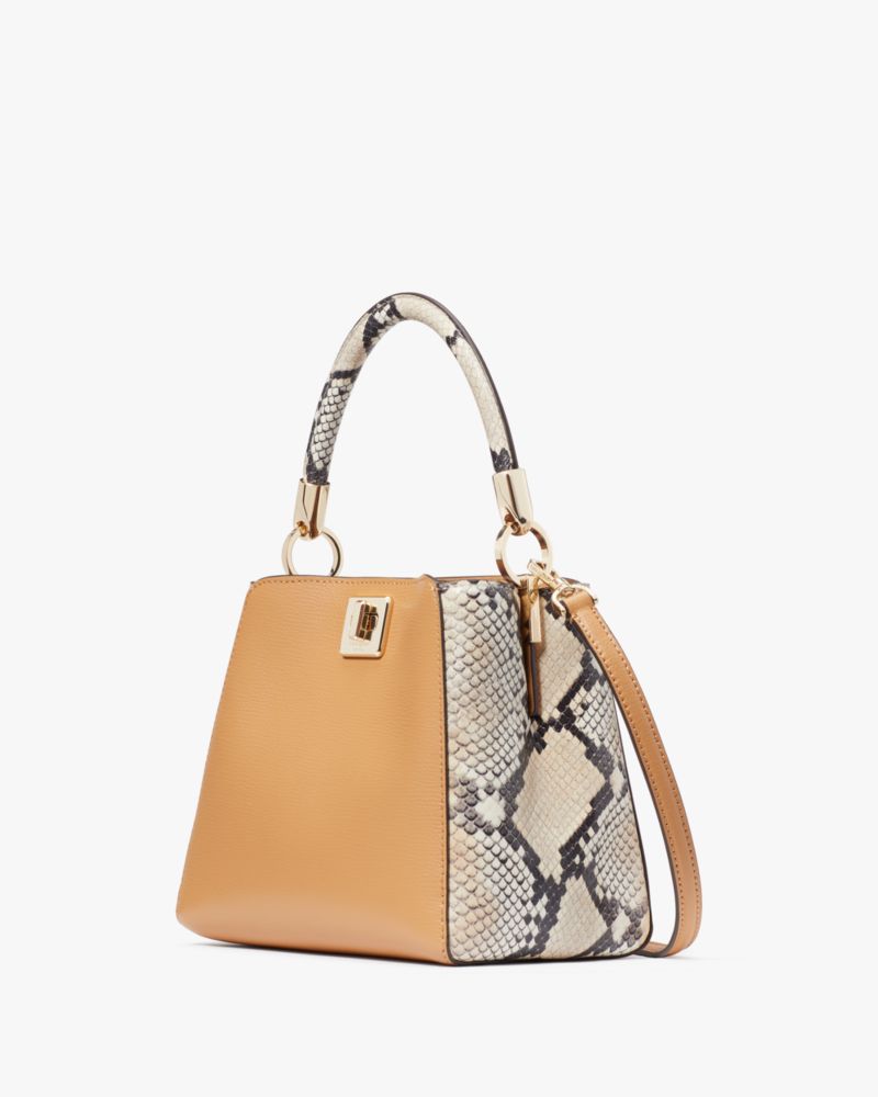 Kate Spade,Phoebe Snake Embossed Top Handle Satchel,Snake Embossed,Tiramisu Mousse Multi