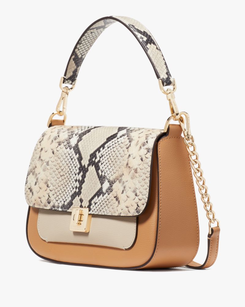 Kate Spade,Phoebe Snake Embossed Flap Crossbody,Snake Embossed,Tiramisu Mousse Multi