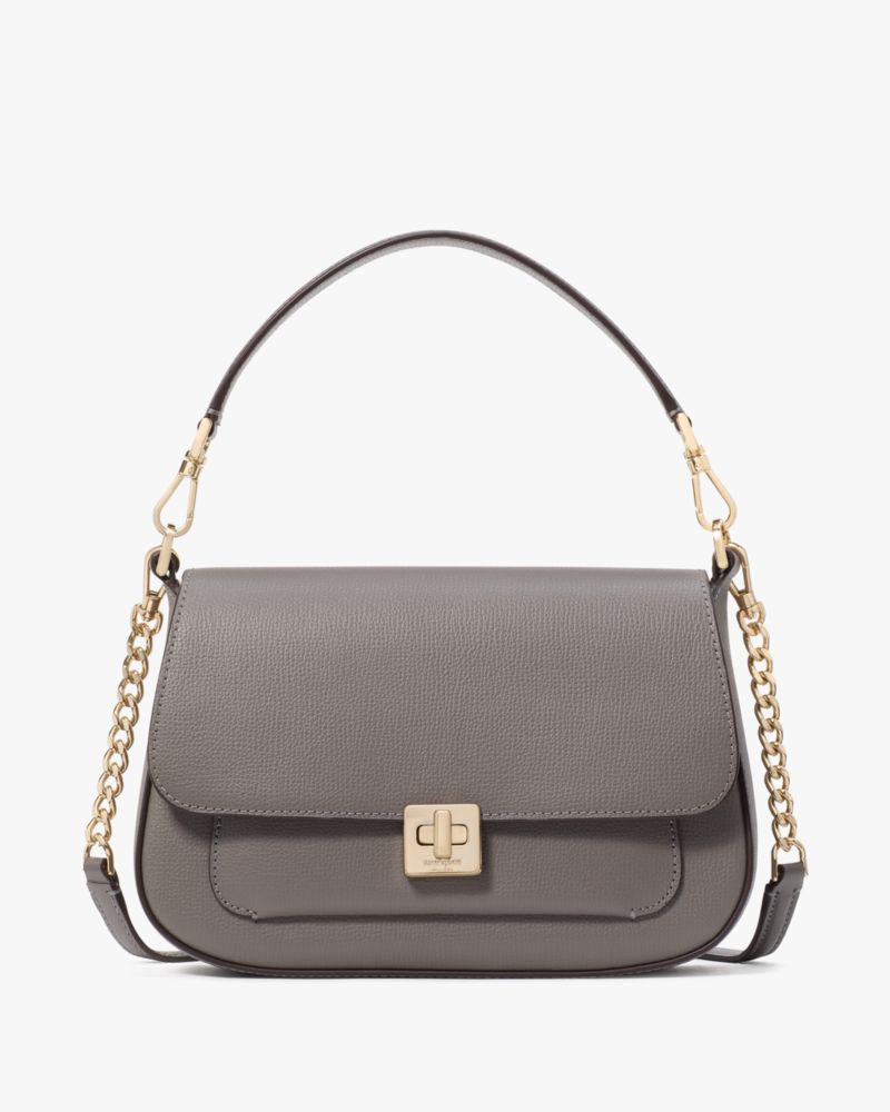 Kate Spade,Phoebe Small Flap Crossbody,Lining Leather,Crossbody,Chain Detail,Lined,Gold Metal,Day Party,