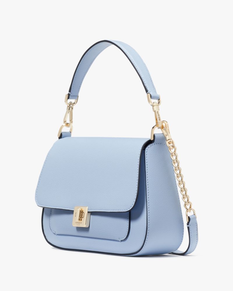 Kate Spade,Phoebe Flap Crossbody,Lining Leather,Crossbody,Chain Detail,Lined,Gold Metal,Day Party,Blue