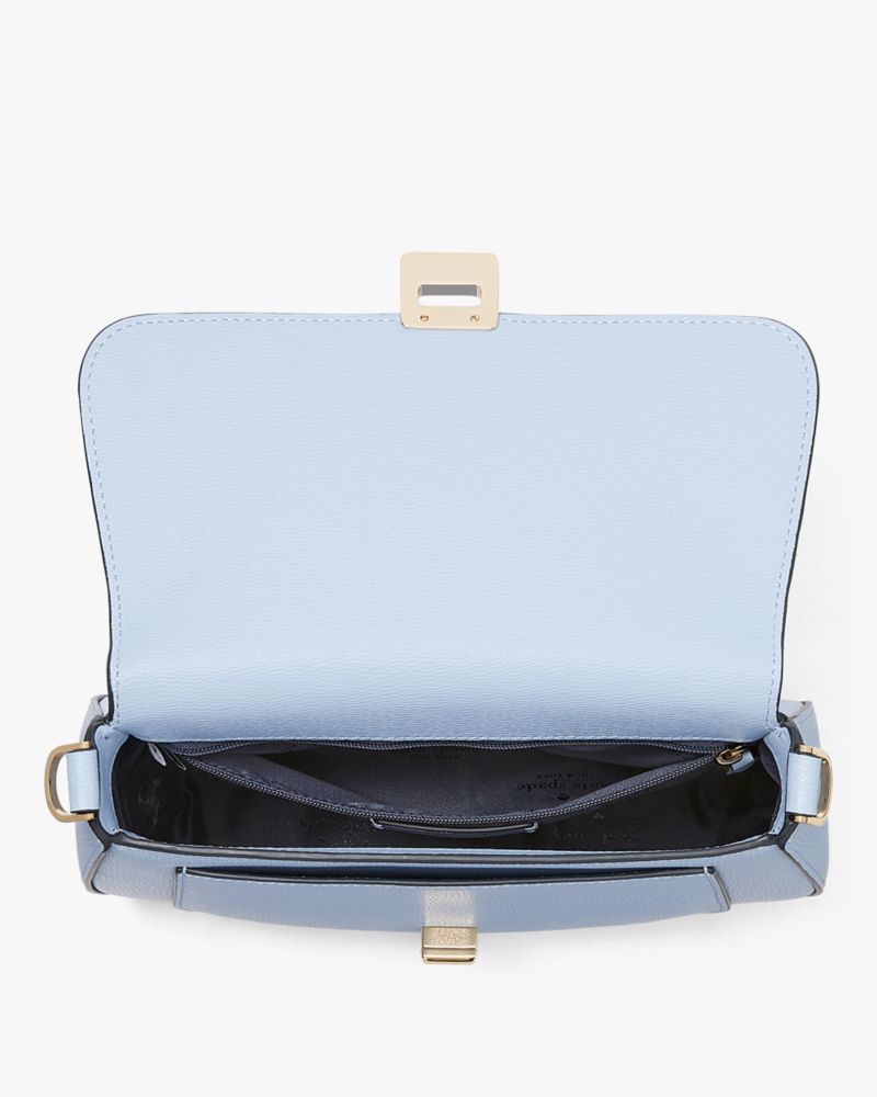 Kate Spade,Phoebe Small Flap Crossbody,Lining Leather,Crossbody,Chain Detail,Lined,Gold Metal,Day Party,Blue
