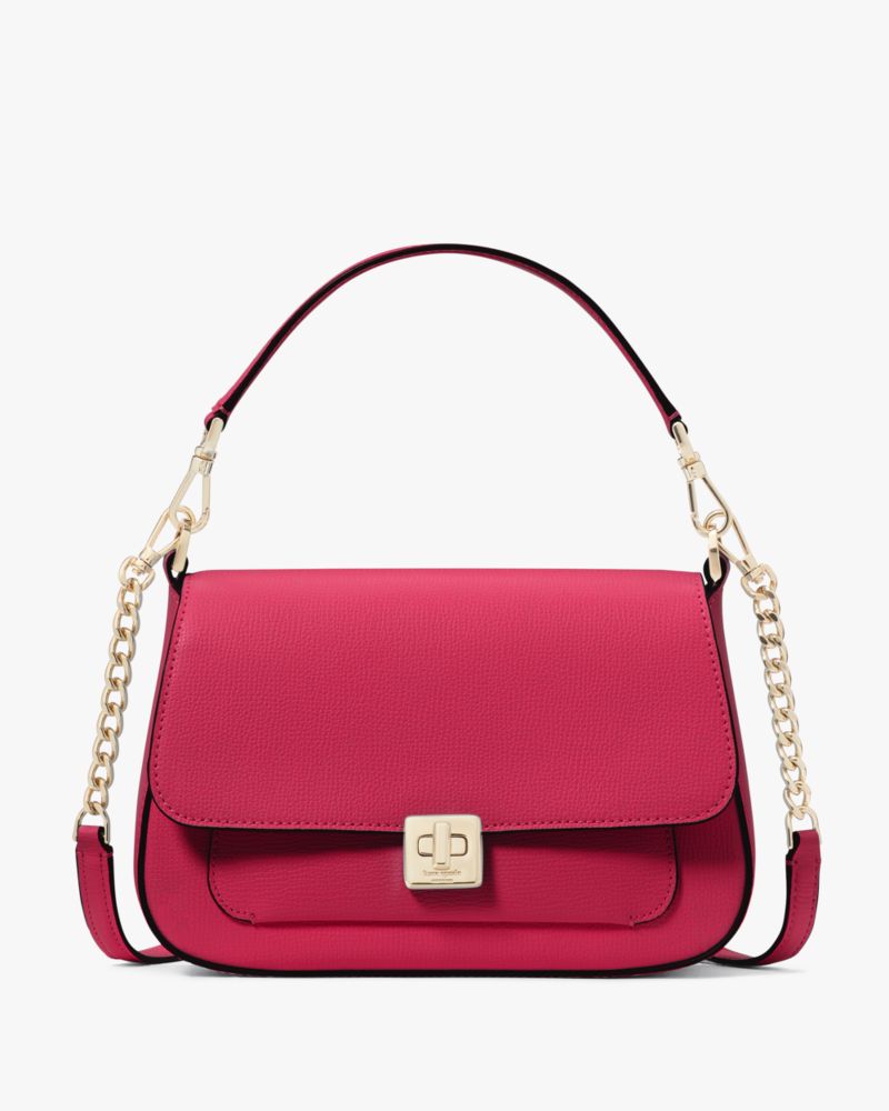 Kate Spade,Phoebe Small Flap Crossbody,Lining Leather,Crossbody,Chain Detail,Lined,Gold Metal,Day Party,