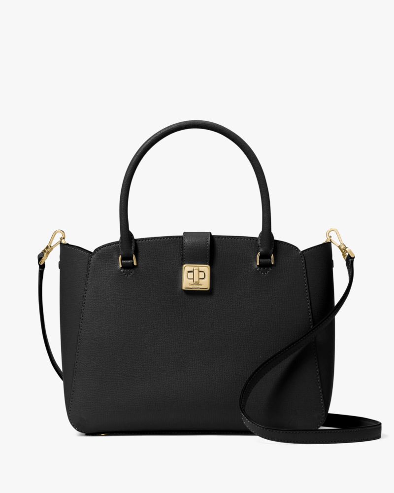 Kate Spade,Phoebe Satchel,Lining Leather,Satchel,No Embellishment,Lined,Work,Black