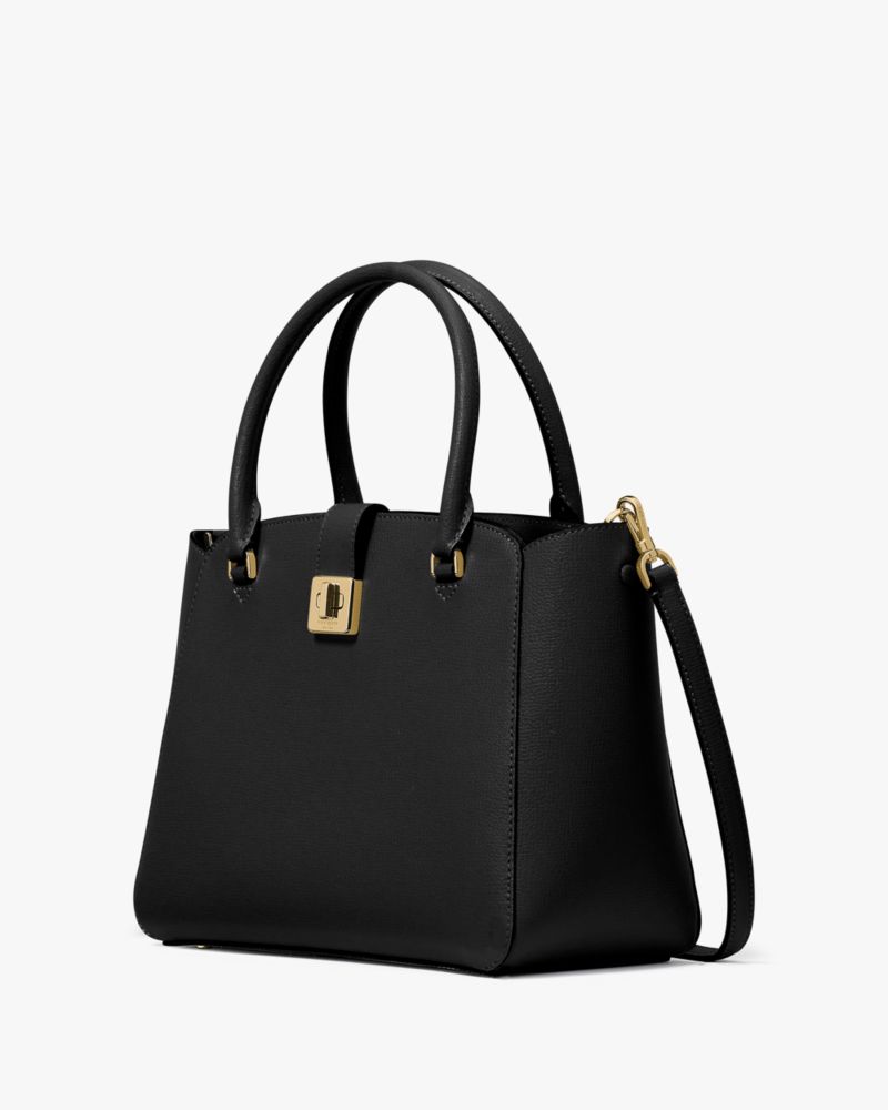 Kate Spade,Phoebe Medium Satchel,Lining Leather,Satchel,No Embellishment,Lined,Work,Black