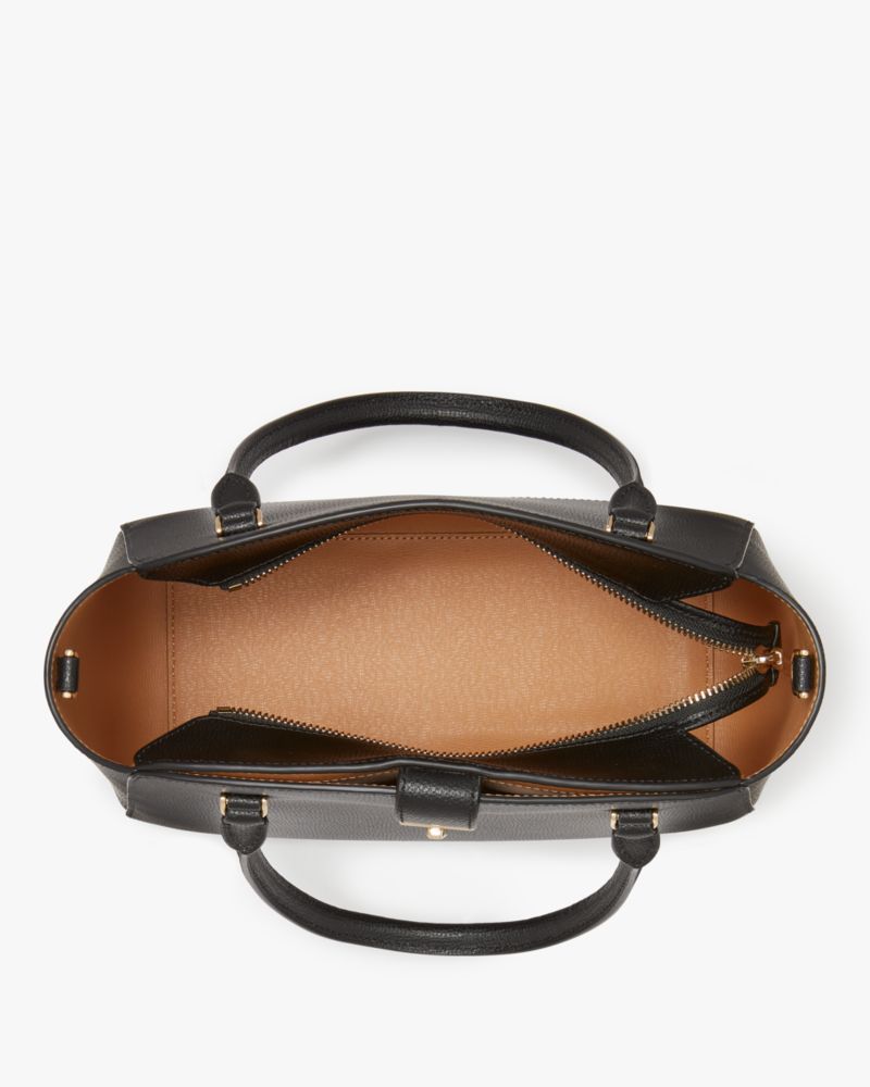 Kate Spade,Phoebe Medium Satchel,Lining Leather,Satchel,Logo,Engraved Detail,Lined,Work,Black