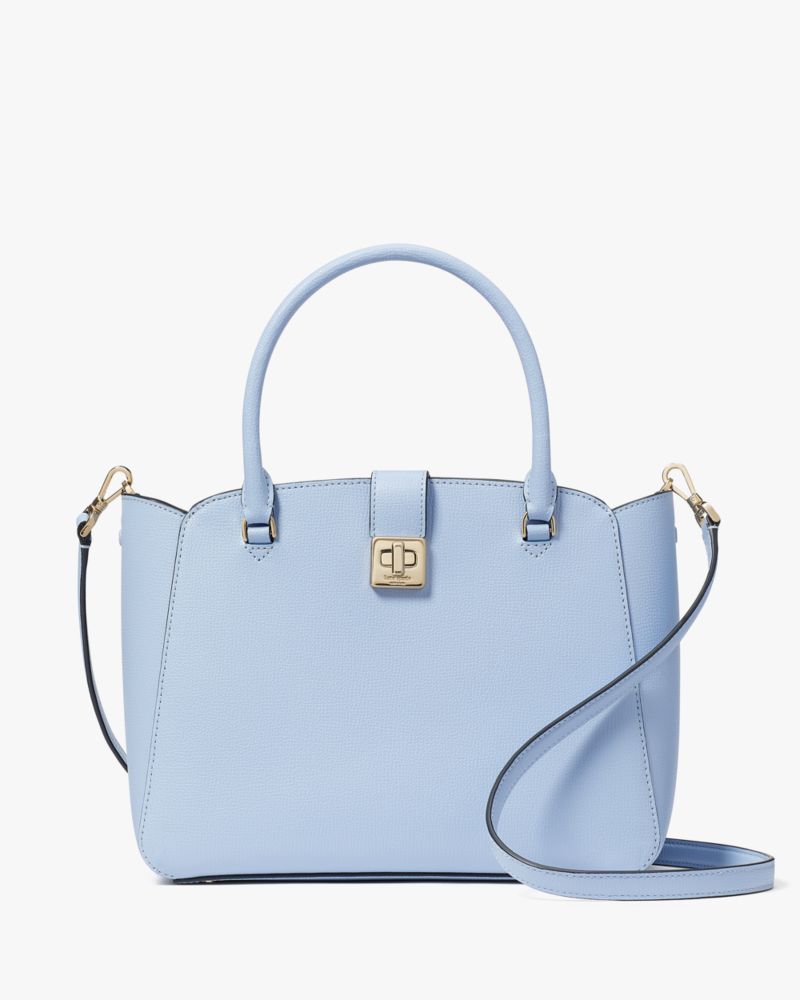 Kate Spade,Phoebe Medium Satchel,Lining Leather,Satchel,No Embellishment,Lined,Work,Blue