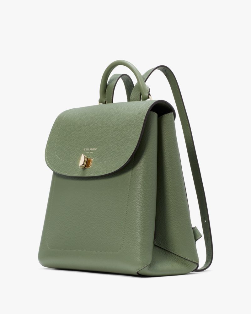 Kate Spade,Essential Medium Backpack,Leather,Backpack,Logo,Word Embellishment,Casual,Olive