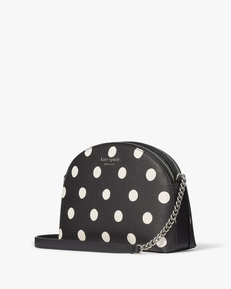 Kate Spade,Morgan Sunshine Dot Double-zip Dome Crossbody,Black Multi