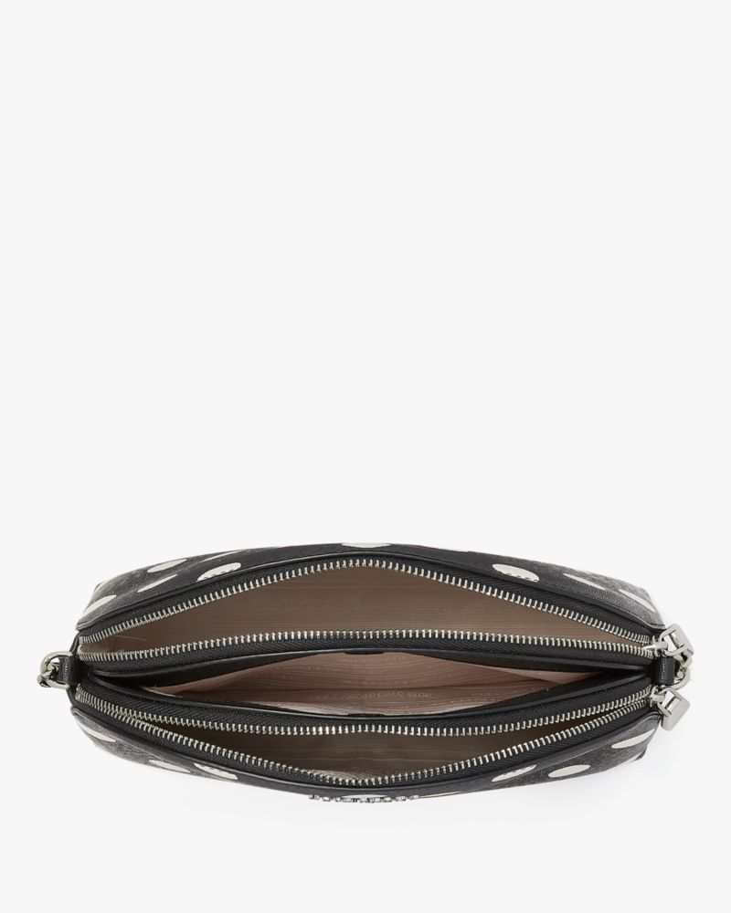 Kate Spade,Morgan Sunshine Dot Double-zip Dome Crossbody,Crossbody,PVC,Logo,Metal,Casual,Black