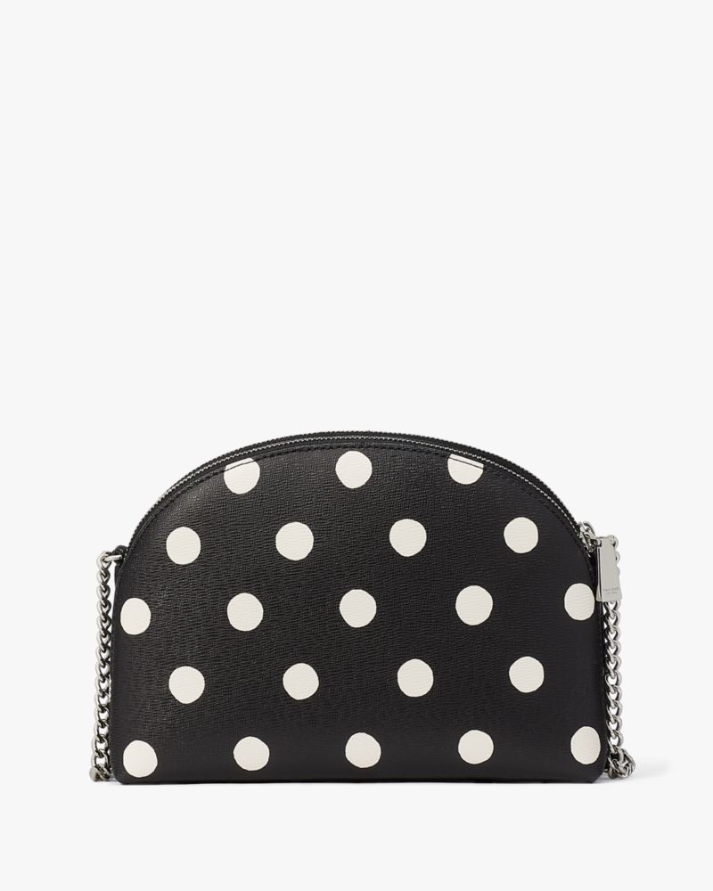 Kate Spade,Morgan Sunshine Dot Double-zip Dome Crossbody,Crossbody,PVC,Logo,Metal,Casual,Black