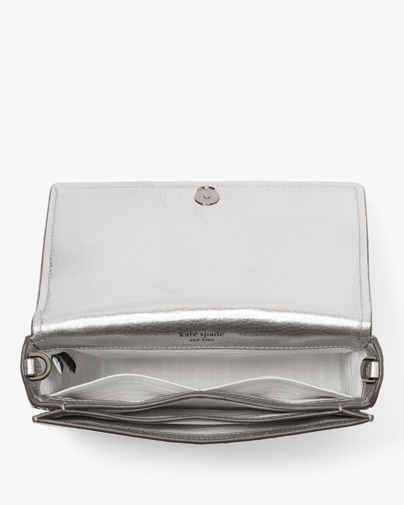 Morgan Bow Embellished Metallic Flap Chain Wallet | Kate Spade Outlet