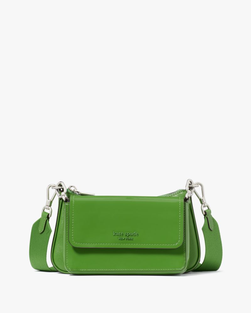Kate Spade,Double Up Patent Leather Crossbody,Ks Green