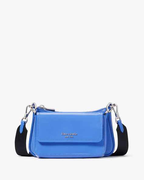 Kate Spade,Double Up Patent Leather Crossbody,Fluorite