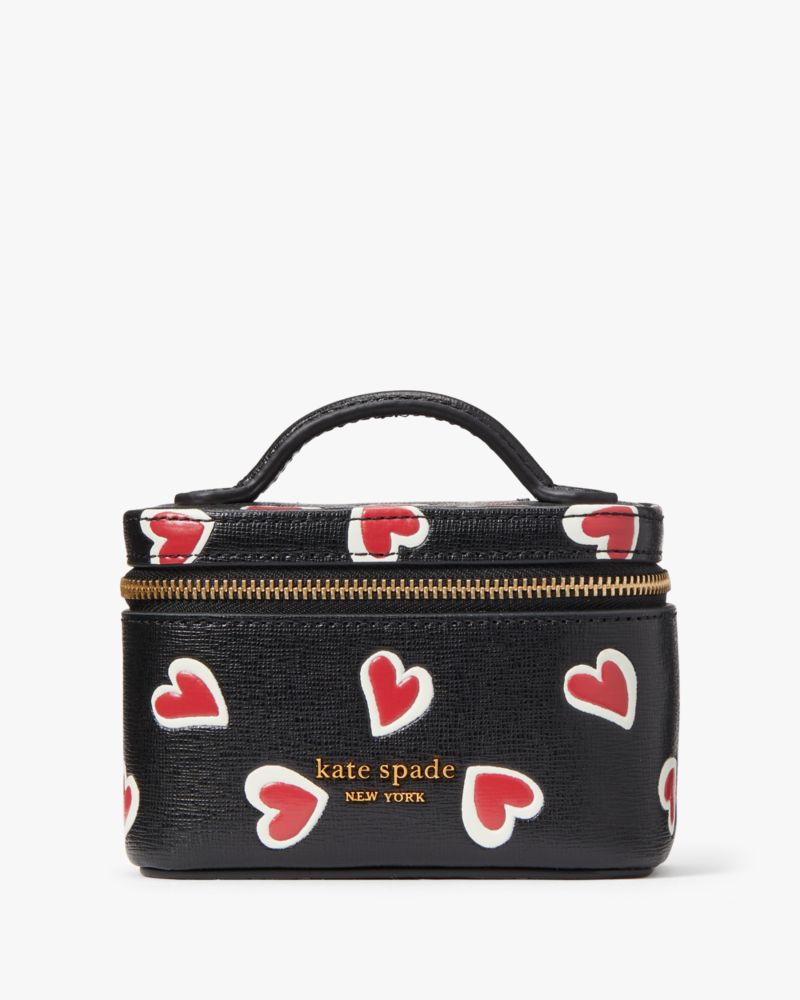 Kate Spade,Morgan Stencil Hearts Jewelry Case,Black Multi