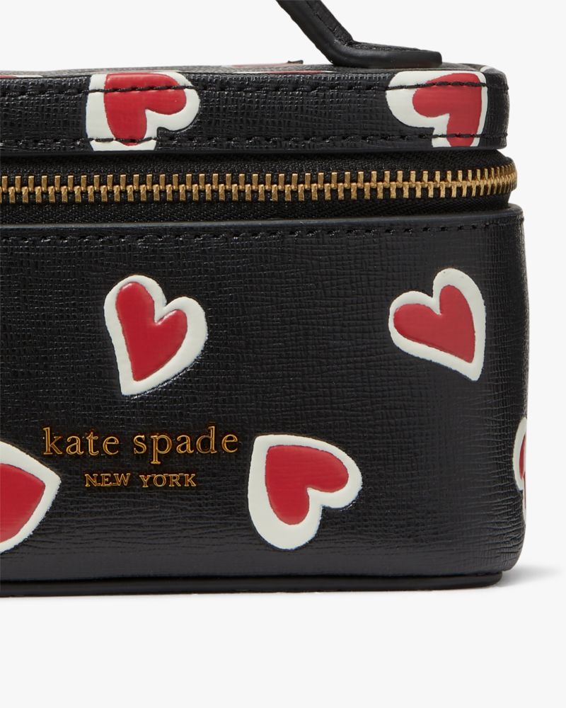Kate Spade,Morgan Stencil Hearts Jewelry Case,Black Multi