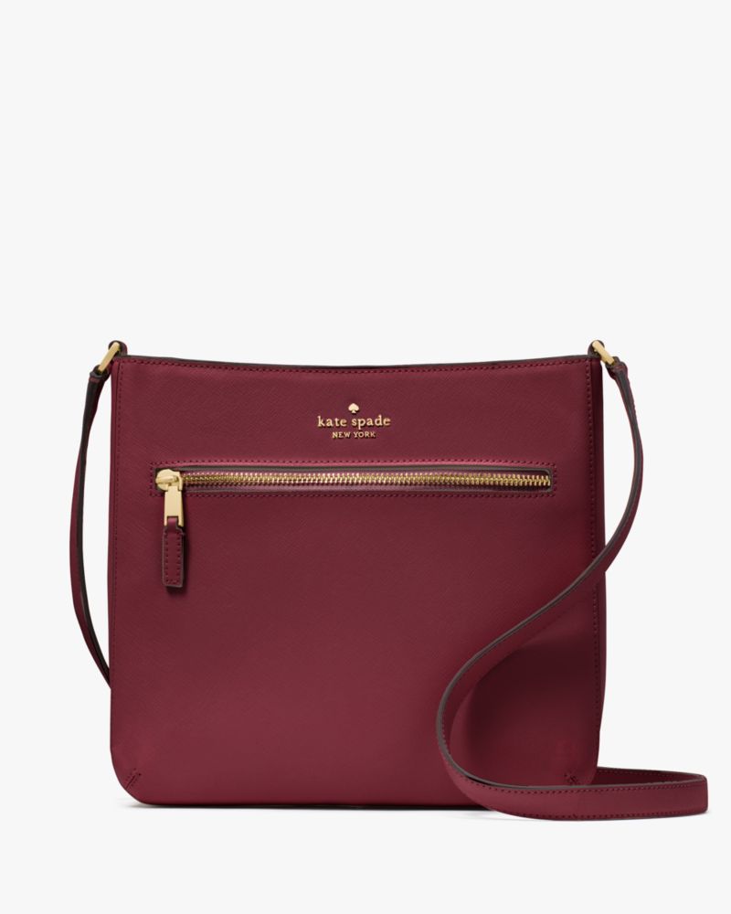 Kate Spade,On Purpose Large Swingpack Crossbody,Lining Leather,Crossbody,Logo,Metal,Lined,Casual,Maroon